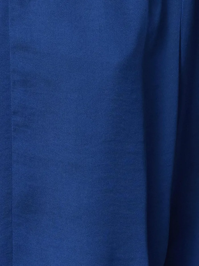 Women Recycled Satin Ruffle Top Blue Jigsaw Shirts and Tops