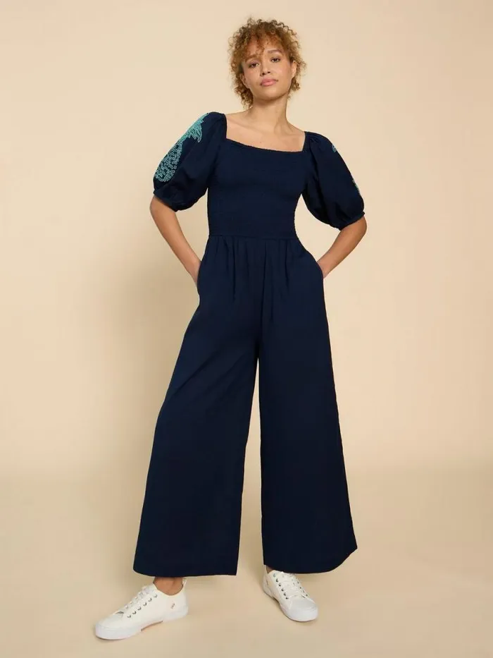Women Reese Embroidered Jumpsuit Dark Navy White Stuff Dresses