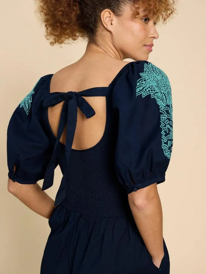 Women Reese Embroidered Jumpsuit Dark Navy White Stuff Dresses