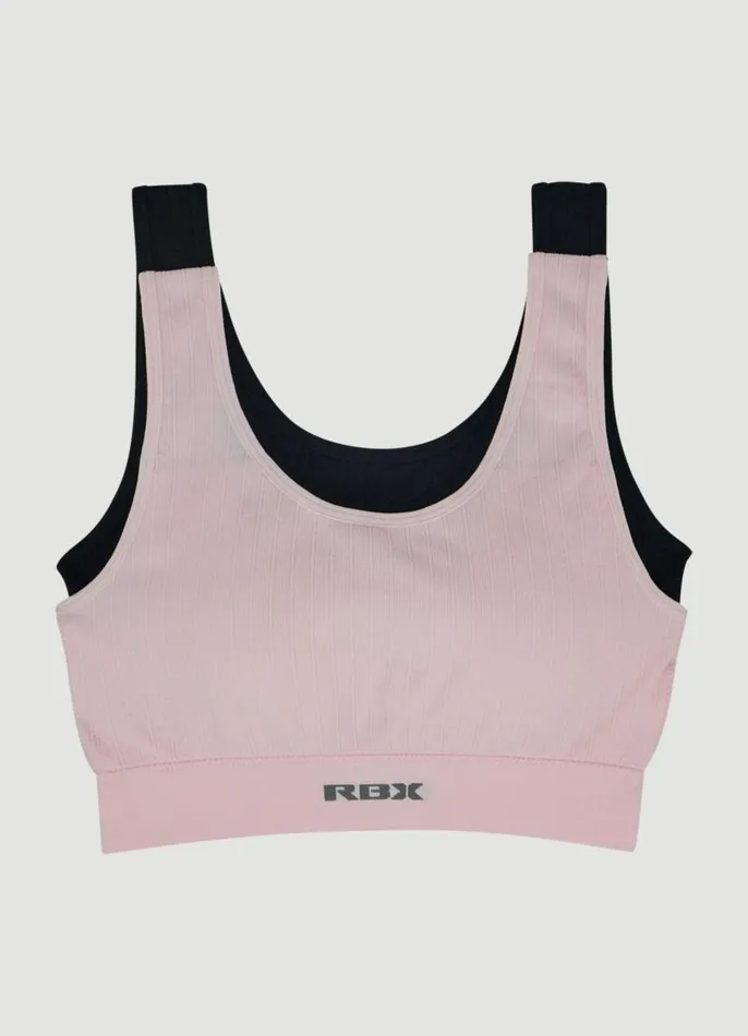 Women Rib Knit Bralette 2Pack Pinkblack RBX Active Intimates