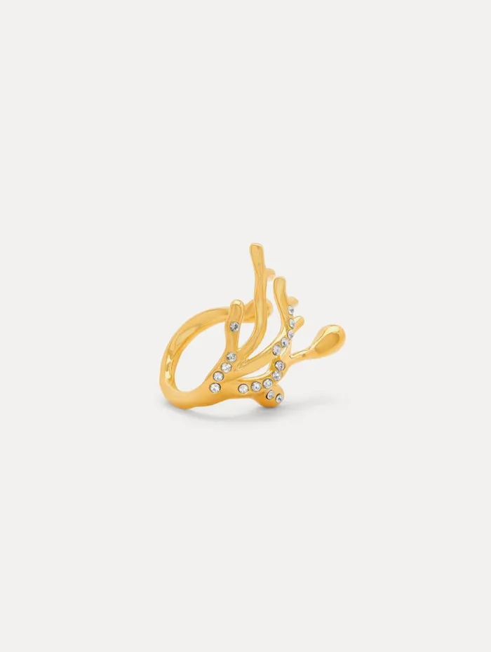 Women Rings Oscar De La Renta Coral and Gold Drops Ring Gold