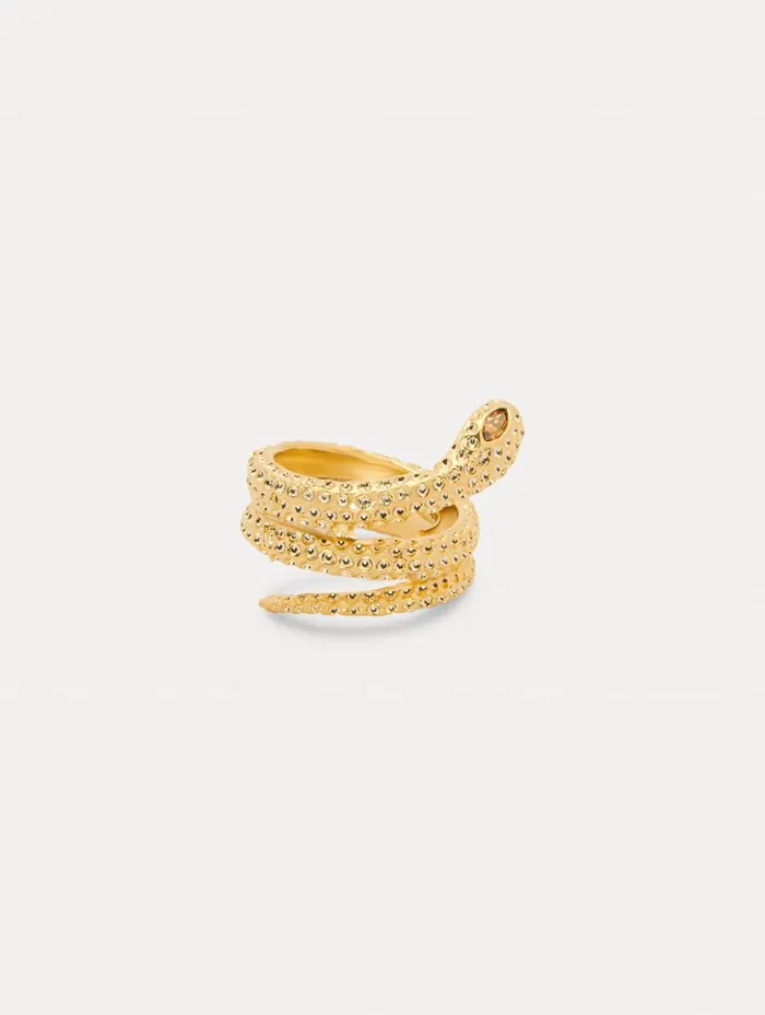 Women Rings Oscar De La Renta Crystal Snake Ring Gold