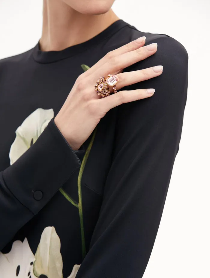 Women Rings Oscar De La Renta Mixed Crystal Cluster Ring Rose Multi