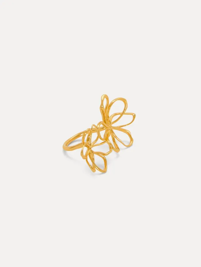 Women Rings Oscar De La Renta Threaded Flower Ring Gold