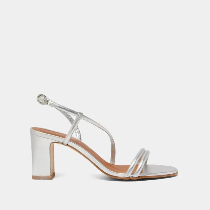 Women Sandals With Heels And Straps Silver JONAK Sandals