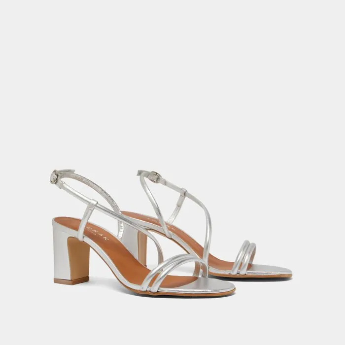 Women Sandals With Heels And Straps Silver JONAK Sandals