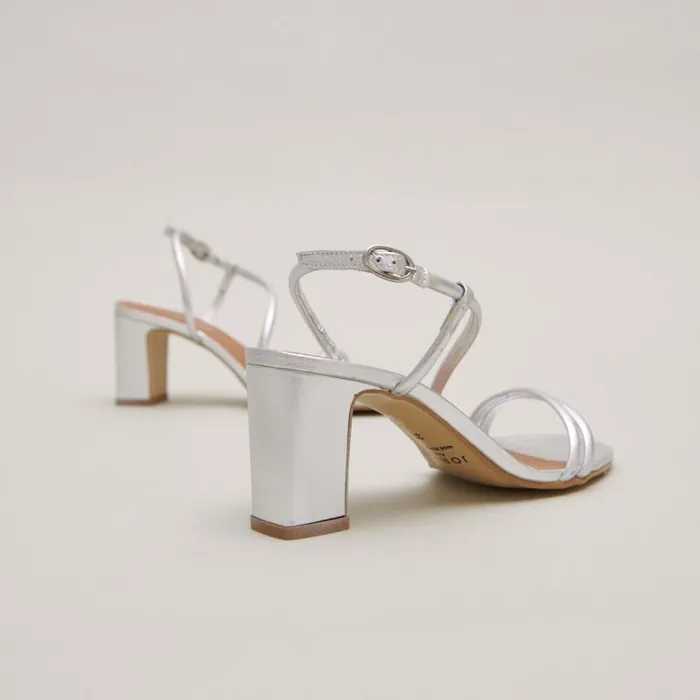 Women Sandals With Heels And Straps Silver JONAK Sandals