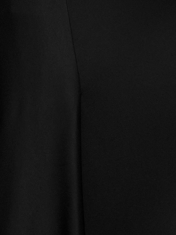 Women Satin Bias Asymmetric Skirt Black Jigsaw Skirts
