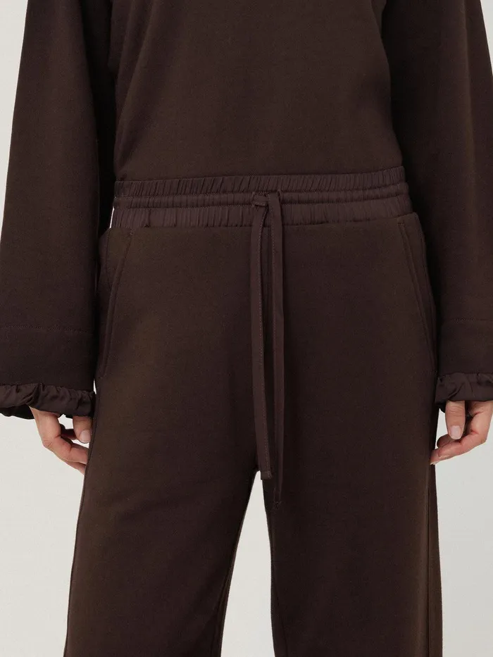 Women Satin Waistband Jersey Joggers Chocolate Jigsaw Pyjamas and Loungewear