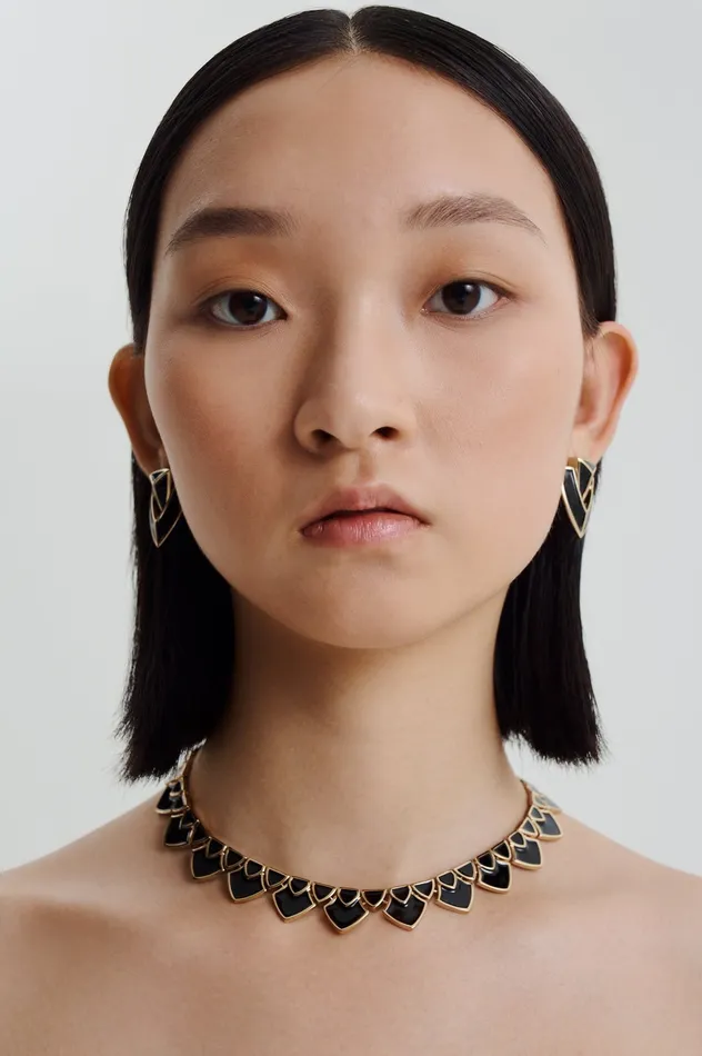 Women Scanlan Theodore ENAMEL TRIANGLE CHOKER BLACK Jewelry