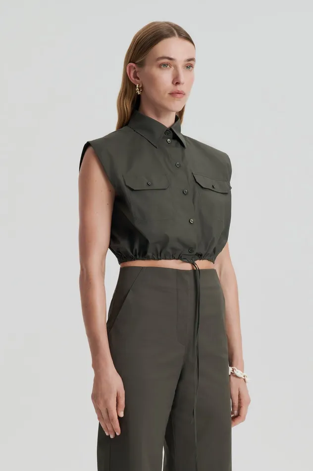 Women Scanlan Theodore PARACHUTE CROP SHIRT JUNGLE Shirts