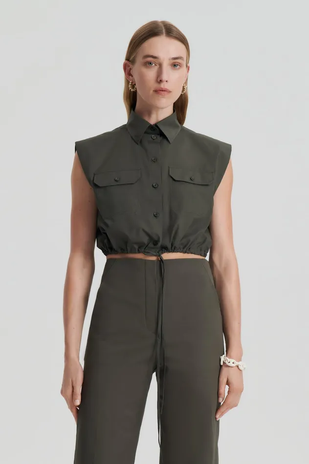 Women Scanlan Theodore PARACHUTE CROP SHIRT JUNGLE Shirts