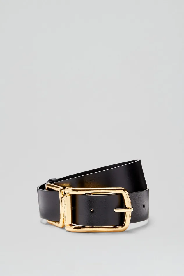 Women Scanlan Theodore SADDLE BUCKLE BELT 35 BLACK Belts