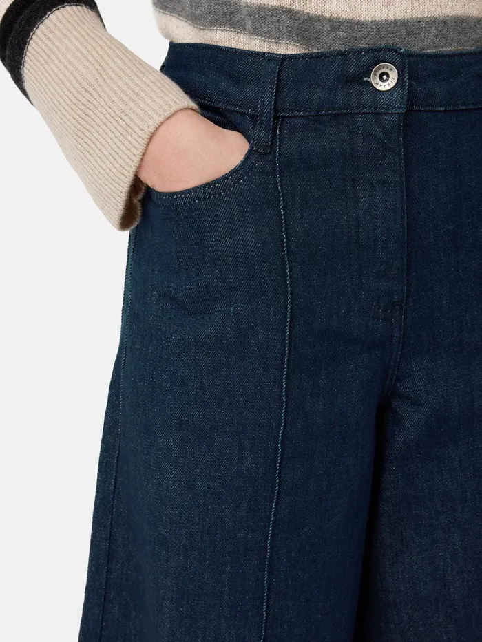Women Seamed Denim Culotte Indigo Jigsaw Denim