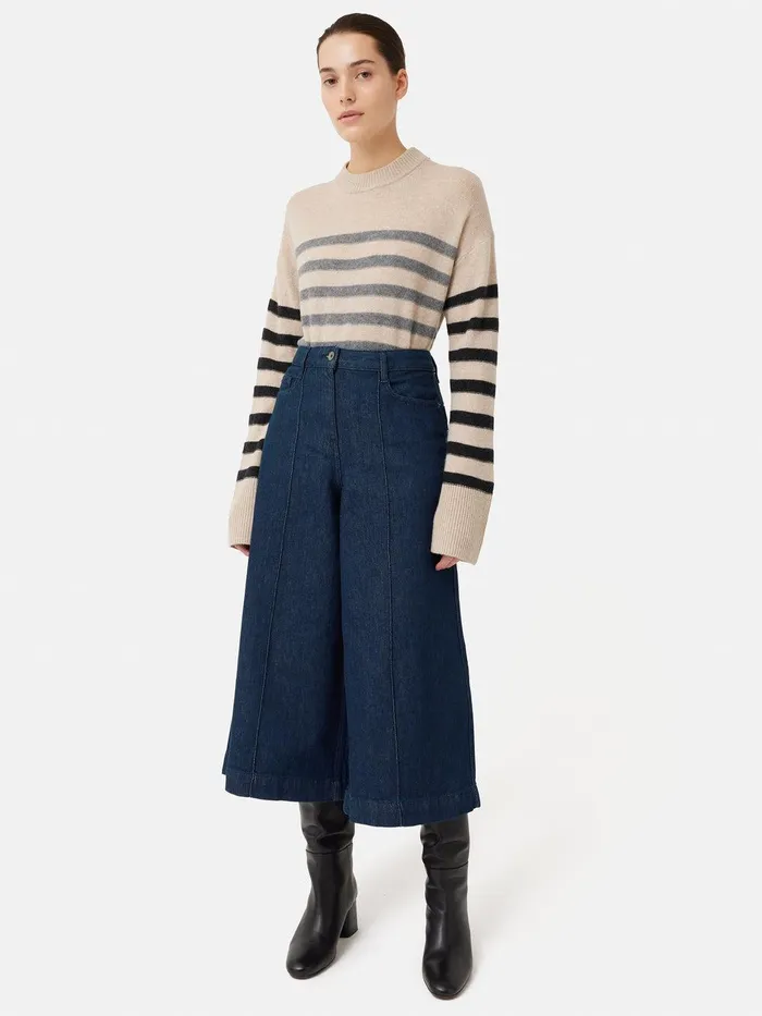 Women Seamed Denim Culotte Indigo Jigsaw Denim