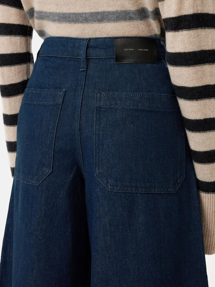 Women Seamed Denim Culotte Indigo Jigsaw Denim