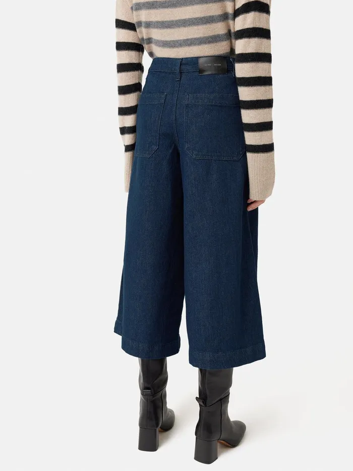 Women Seamed Denim Culotte Indigo Jigsaw Denim