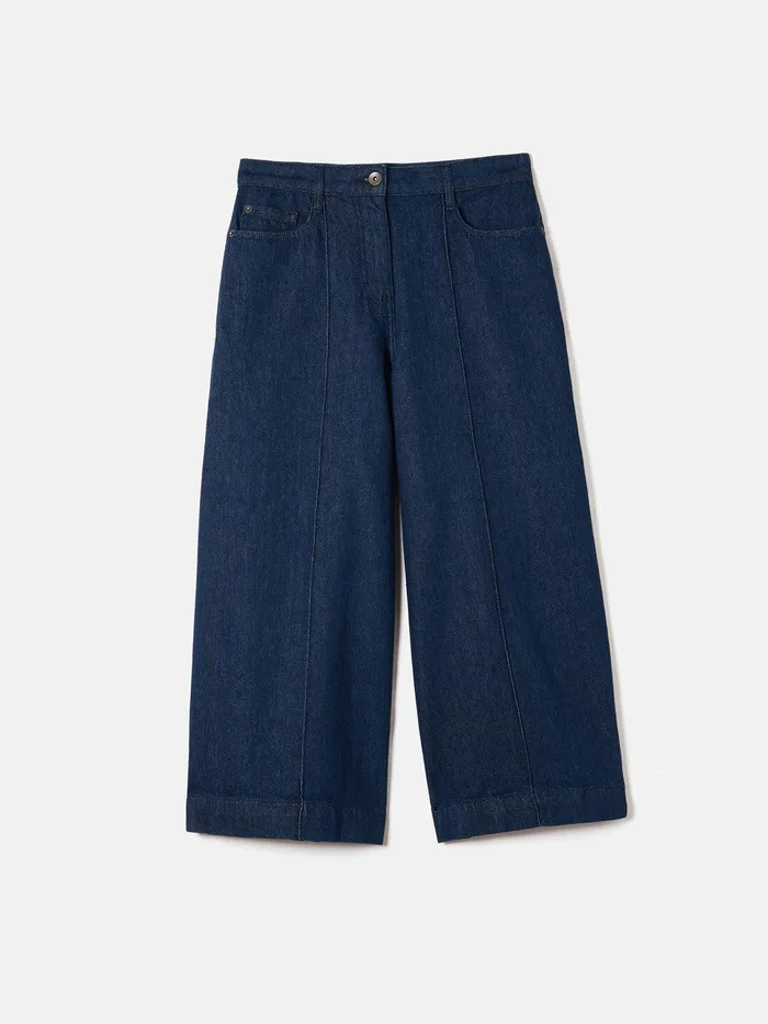 Women Seamed Denim Culotte Indigo Jigsaw Denim