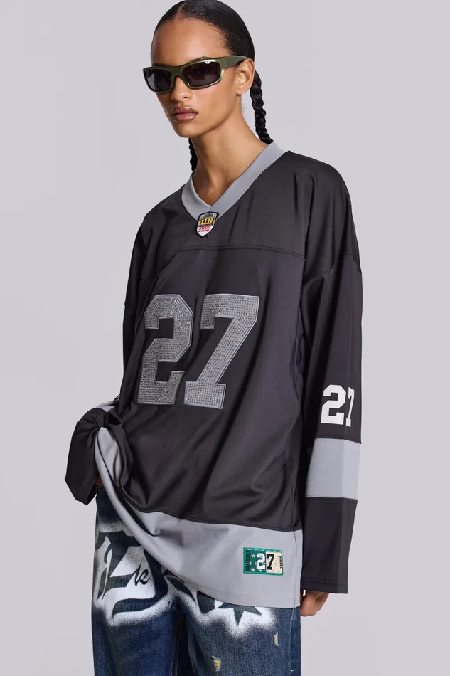 Women Shop Jaded Archive Diamante Football Shirt Tops Jaded London