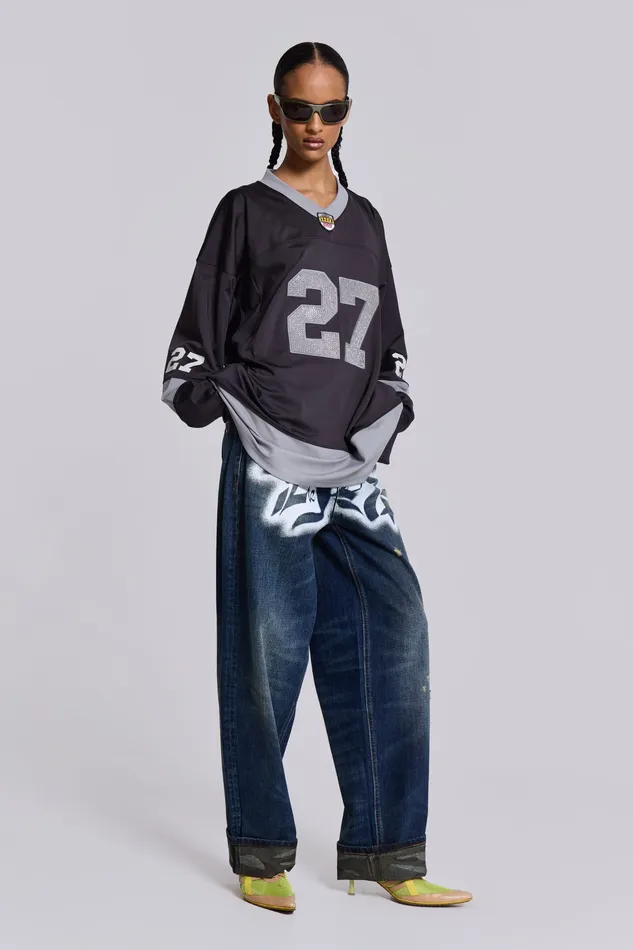 Women Shop Jaded Archive Diamante Football Shirt Tops Jaded London Women Shop Jaded Archive Diamante Football Shirt Tops Jaded London