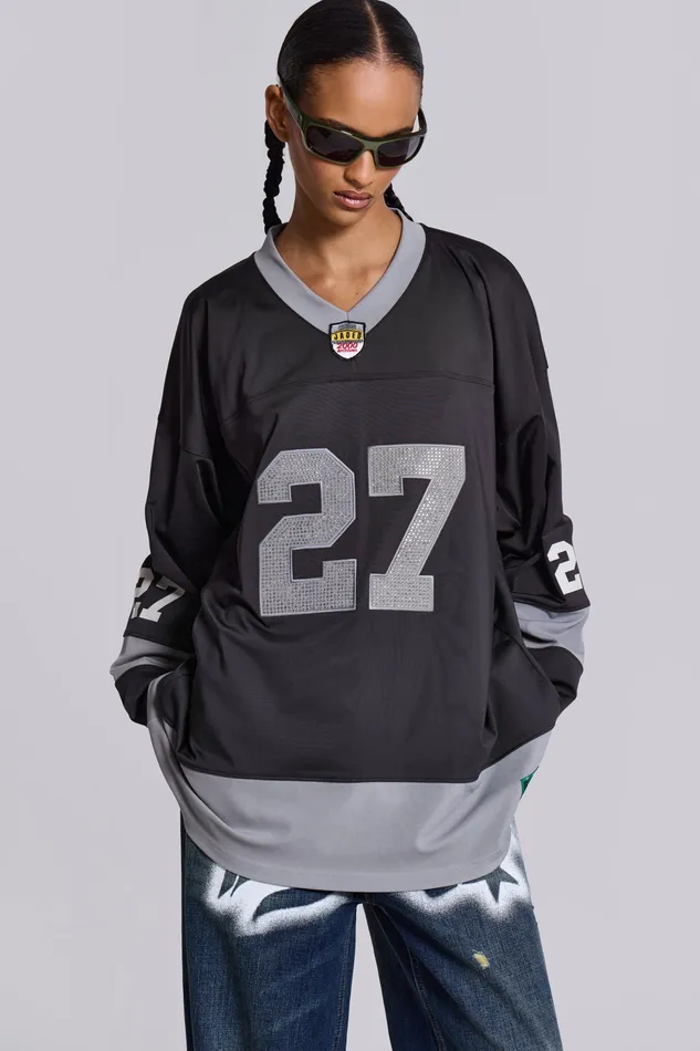 Women Shop Jaded Archive Diamante Football Shirt Tops Jaded London Women Shop Jaded Archive Diamante Football Shirt Tops Jaded London