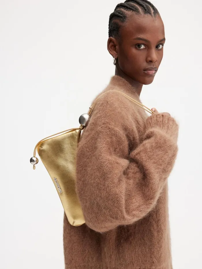Women Shoulder Bags JACQUEMUS The Bisou Perle Gold Women Shoulder Bags JACQUEMUS The Bisou Perle Gold
