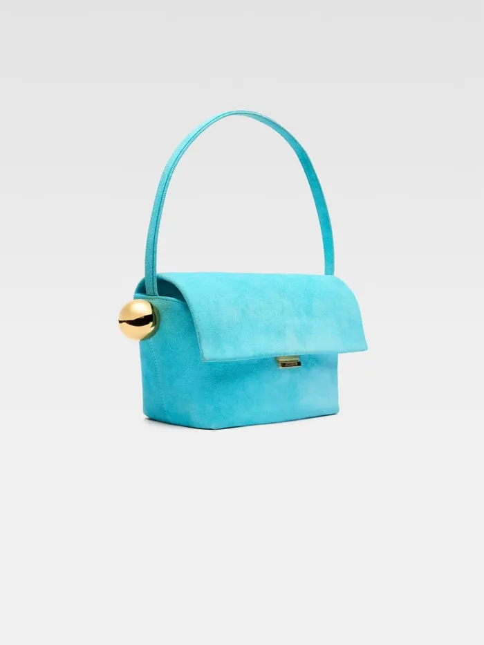 Women Shoulder Bags JACQUEMUS The Rond Carr Light Turquoise Women Shoulder Bags JACQUEMUS The Rond Carr Light Turquoise