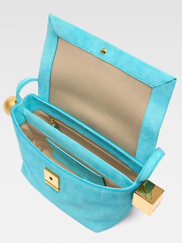 Women Shoulder Bags JACQUEMUS The Rond Carr Light Turquoise Women Shoulder Bags JACQUEMUS The Rond Carr Light Turquoise