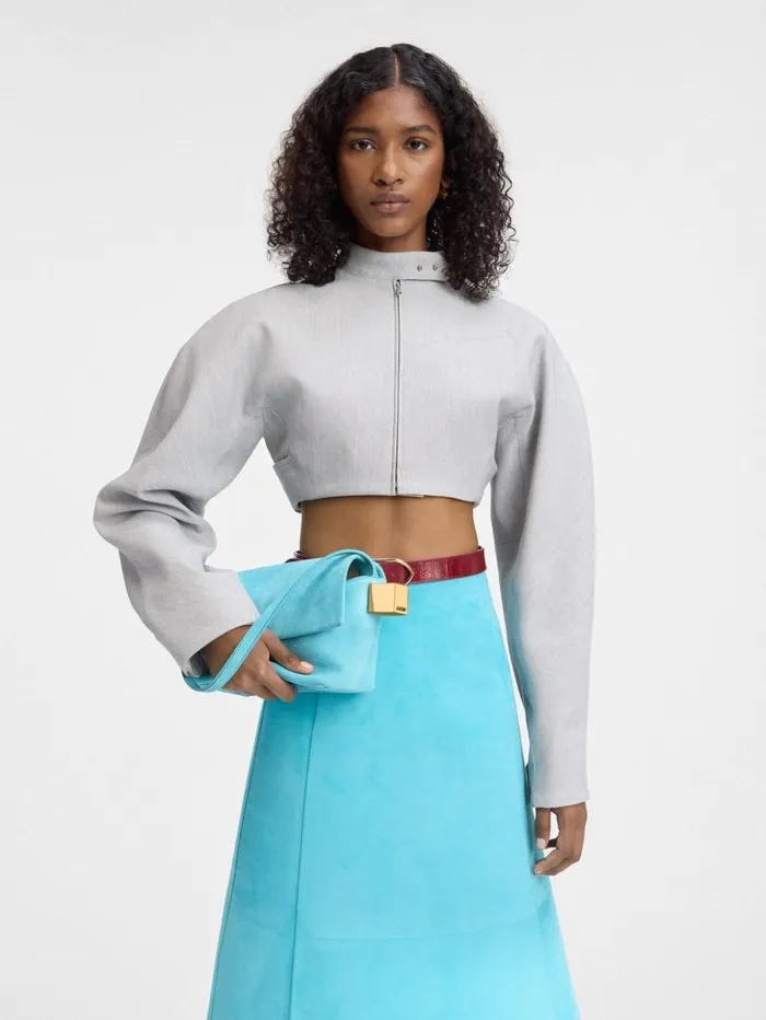 Women Shoulder Bags JACQUEMUS The Rond Carr Light Turquoise Women Shoulder Bags JACQUEMUS The Rond Carr Light Turquoise