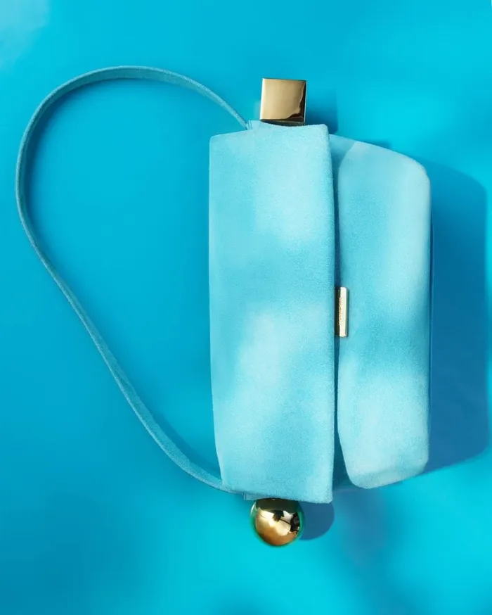 Women Shoulder Bags JACQUEMUS The Rond Carr Light Turquoise Women Shoulder Bags JACQUEMUS The Rond Carr Light Turquoise