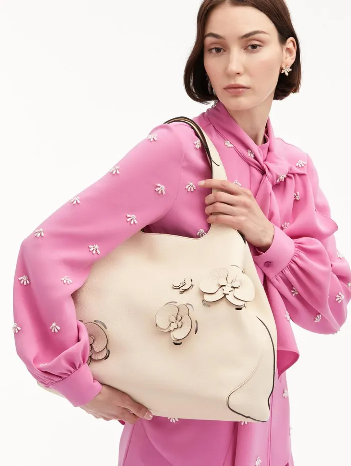 Women Signature Handbags Oscar De La Renta The LaserCut Orchid Topaz Ivory Women Signature Handbags Oscar De La Renta The LaserCut Orchid Topaz Ivory