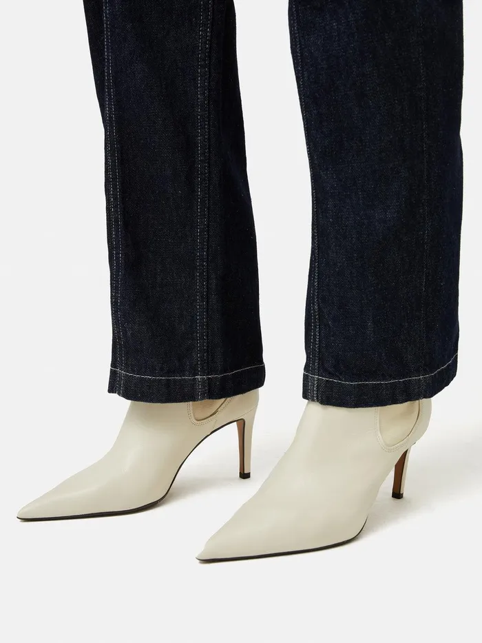 Women Skelter Heeled Boot Cream Jigsaw Heels
