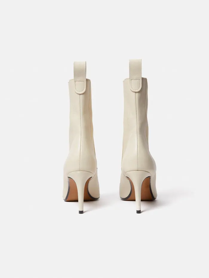Women Skelter Heeled Boot Cream Jigsaw Heels