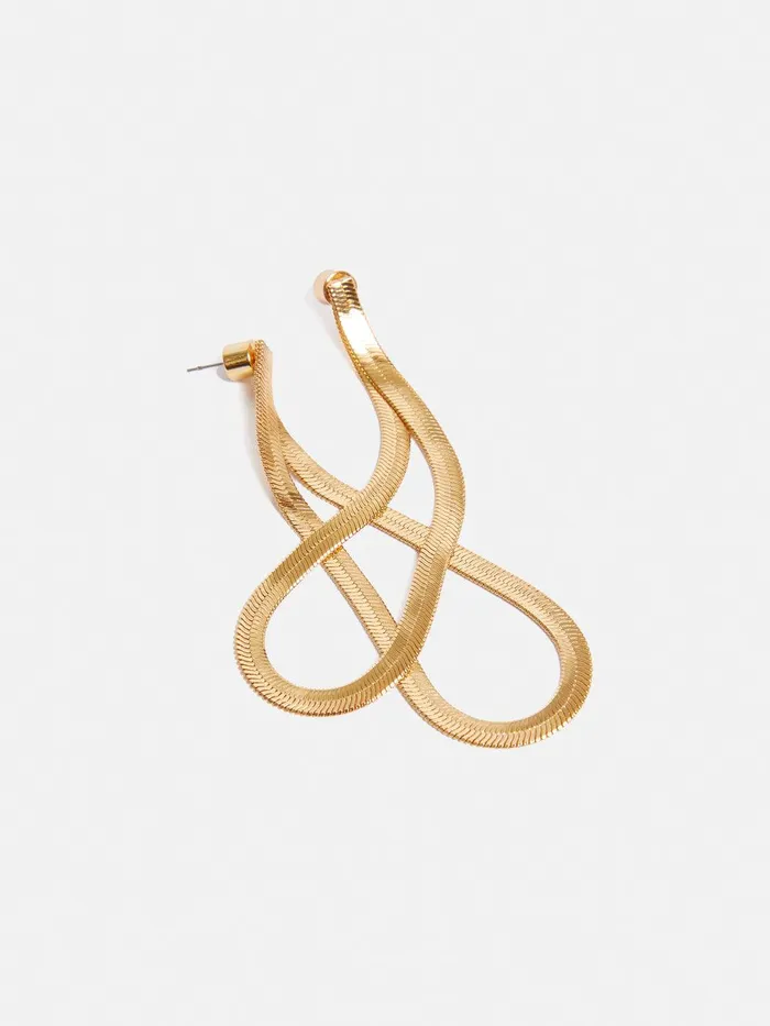 Women Snake Chain Loop Earrings Gold Jigsaw Jewellery