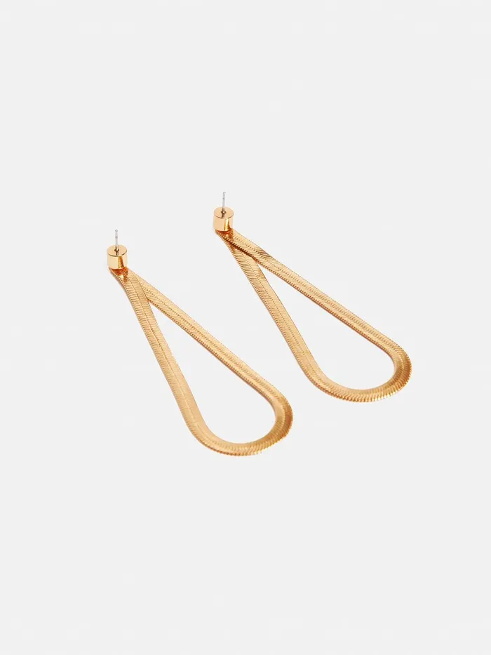 Women Snake Chain Loop Earrings Gold Jigsaw Jewellery Women Snake Chain Loop Earrings Gold Jigsaw Jewellery