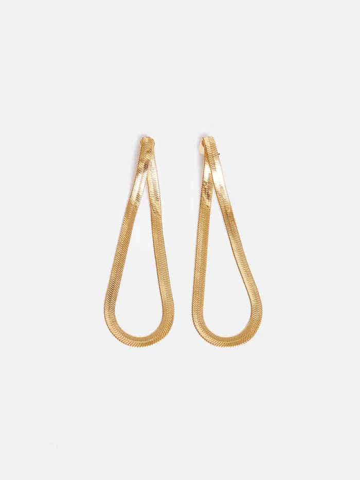 Women Snake Chain Loop Earrings Gold Jigsaw Jewellery Women Snake Chain Loop Earrings Gold Jigsaw Jewellery