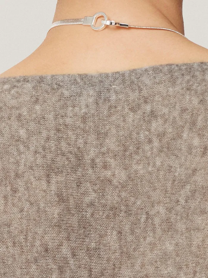 Women Soft Gauzy Knit Poncho Jumper Taupe Jigsaw Coords