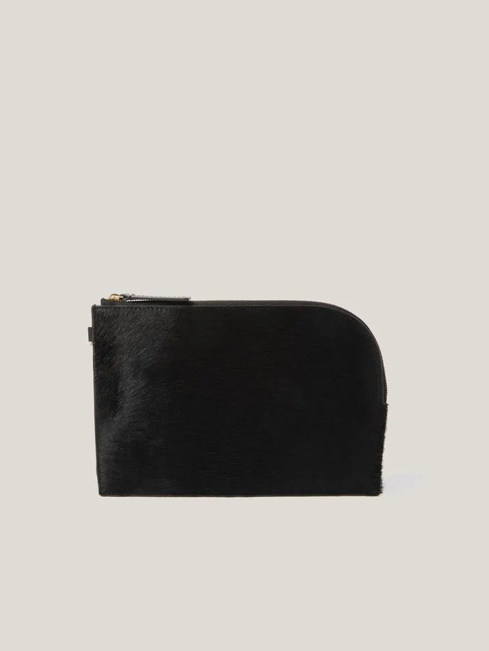 Women Sophia Calf Hair Pouch Black Jigsaw Party