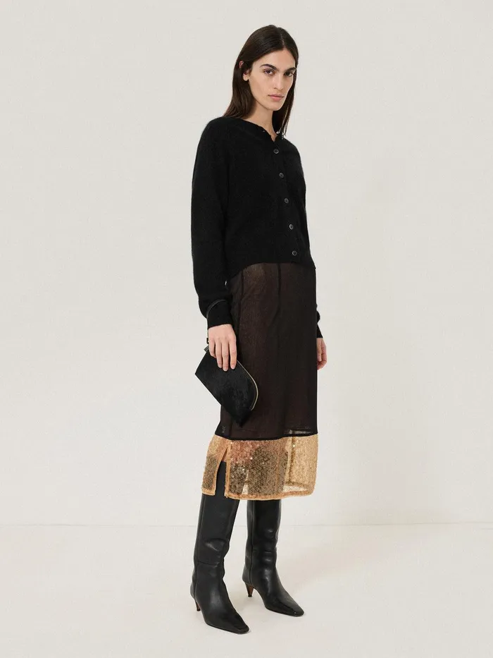 Women Sophia Calf Hair Pouch Black Jigsaw Party