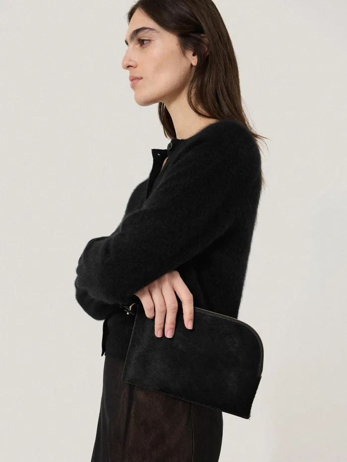Women Sophia Calf Hair Pouch Black Jigsaw Wallets and Card Holders