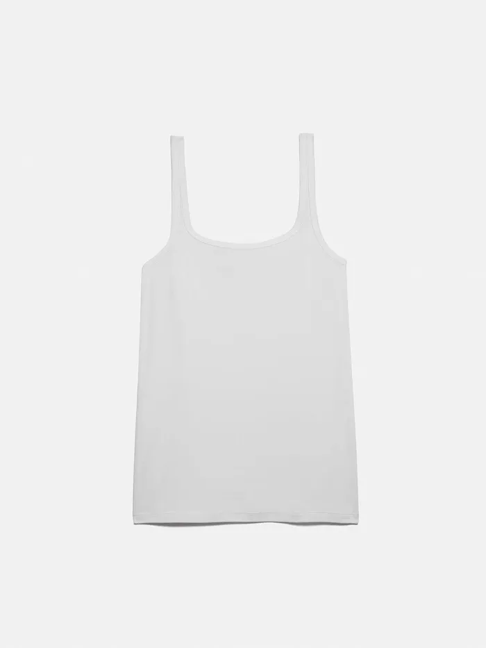 Women Square Neck Layering Tank White Jigsaw Shirts and Tops