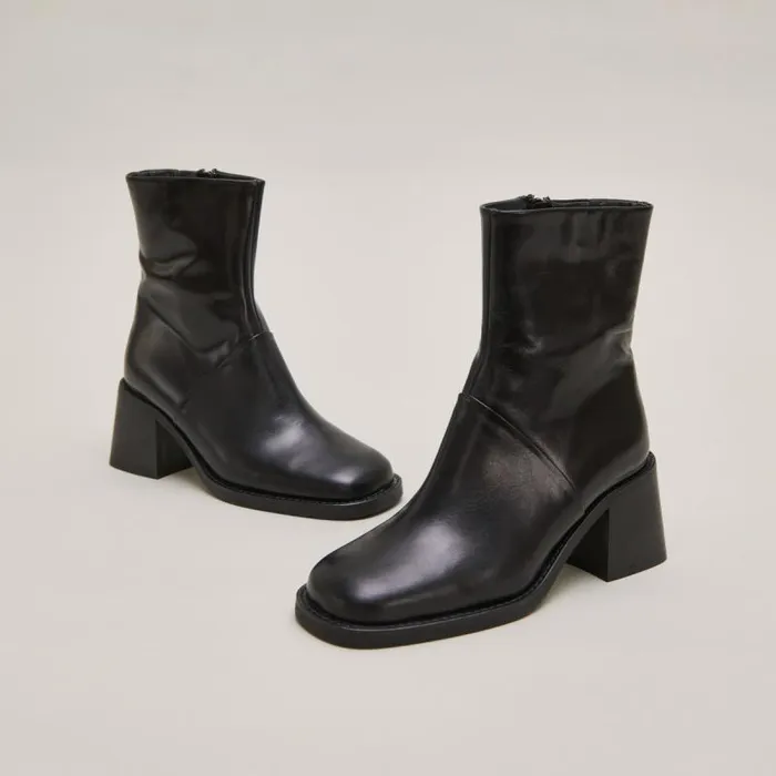Women Squaretoe Boots With Exposed Seams Black JONAK Ankle Boots Lowboots