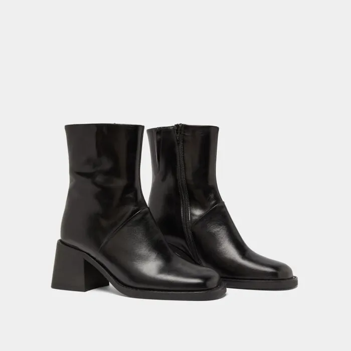 Women Squaretoe Boots With Exposed Seams Black JONAK Ankle Boots Lowboots