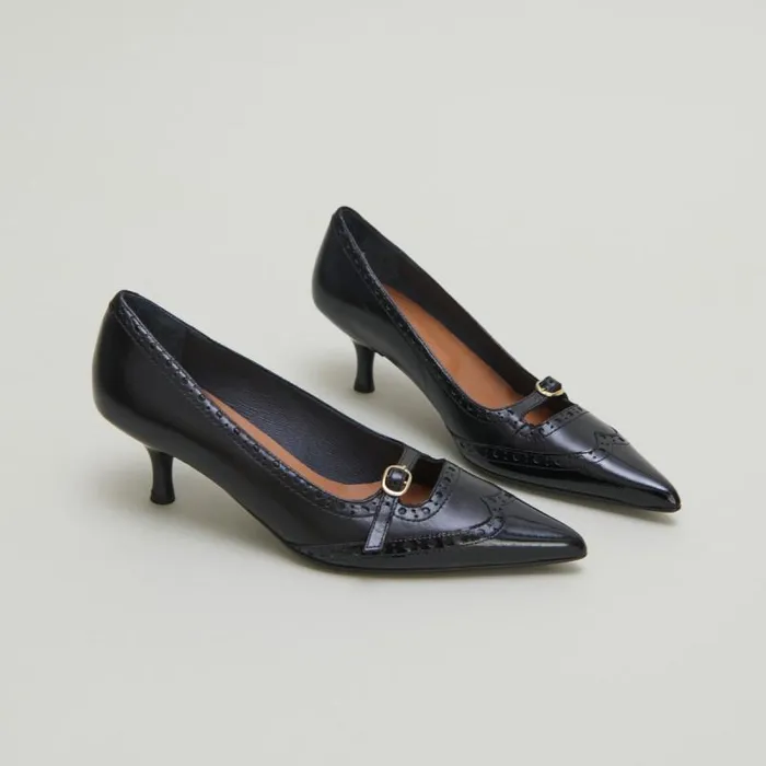 Women Strappy Pumps With Perforated Details Black JONAK Pumps