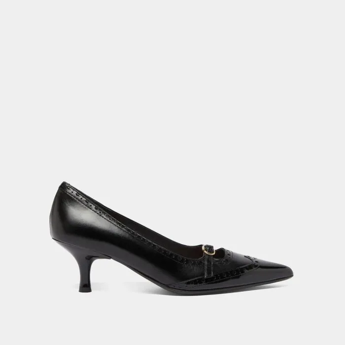 Women Strappy Pumps With Perforated Details Black JONAK Pumps