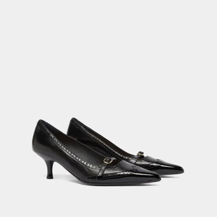 Women Strappy Pumps With Perforated Details Black JONAK Pumps