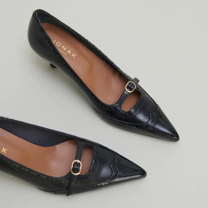 Women Strappy Pumps With Perforated Details Black JONAK Pumps
