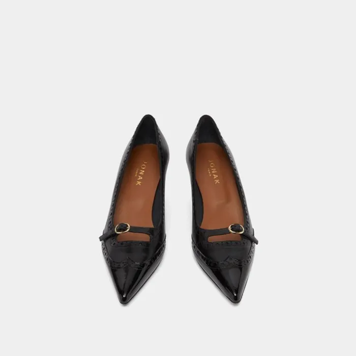 Women Strappy Pumps With Perforated Details Black JONAK Pumps