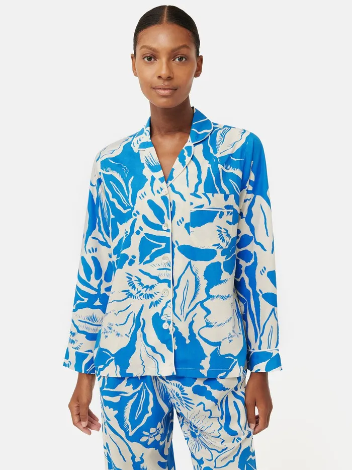 Women Strokes Floral Pyjama Blue Jigsaw Pyjamas and Loungewear