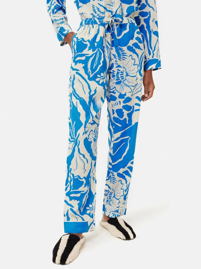 Women Strokes Floral Pyjama Blue Jigsaw Pyjamas and Loungewear